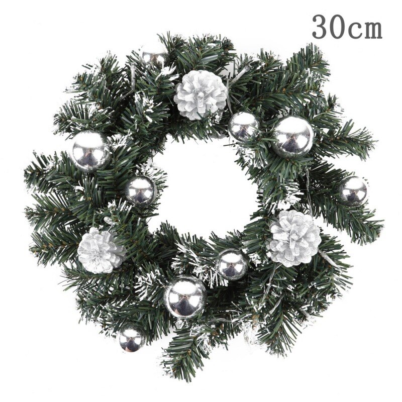 Christmas Wreath With Battery Powered LED Light String Front Door Hanging Garland Home Decorations: S2