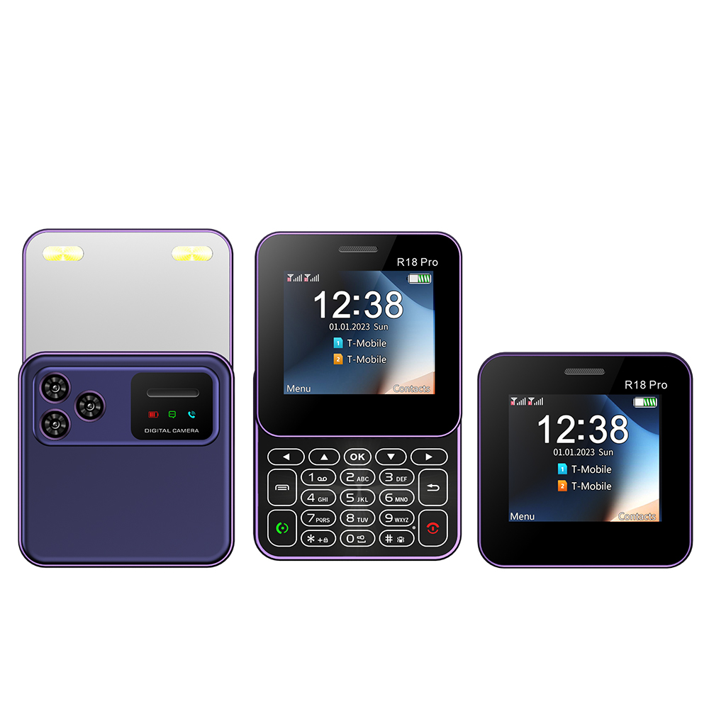 Servo r18 pro tela rotativa do telefone móvel 2g gsm magia voz velocidade dial lanterna lista negra 2 sim espera telefones deslizantes laterais: Preto