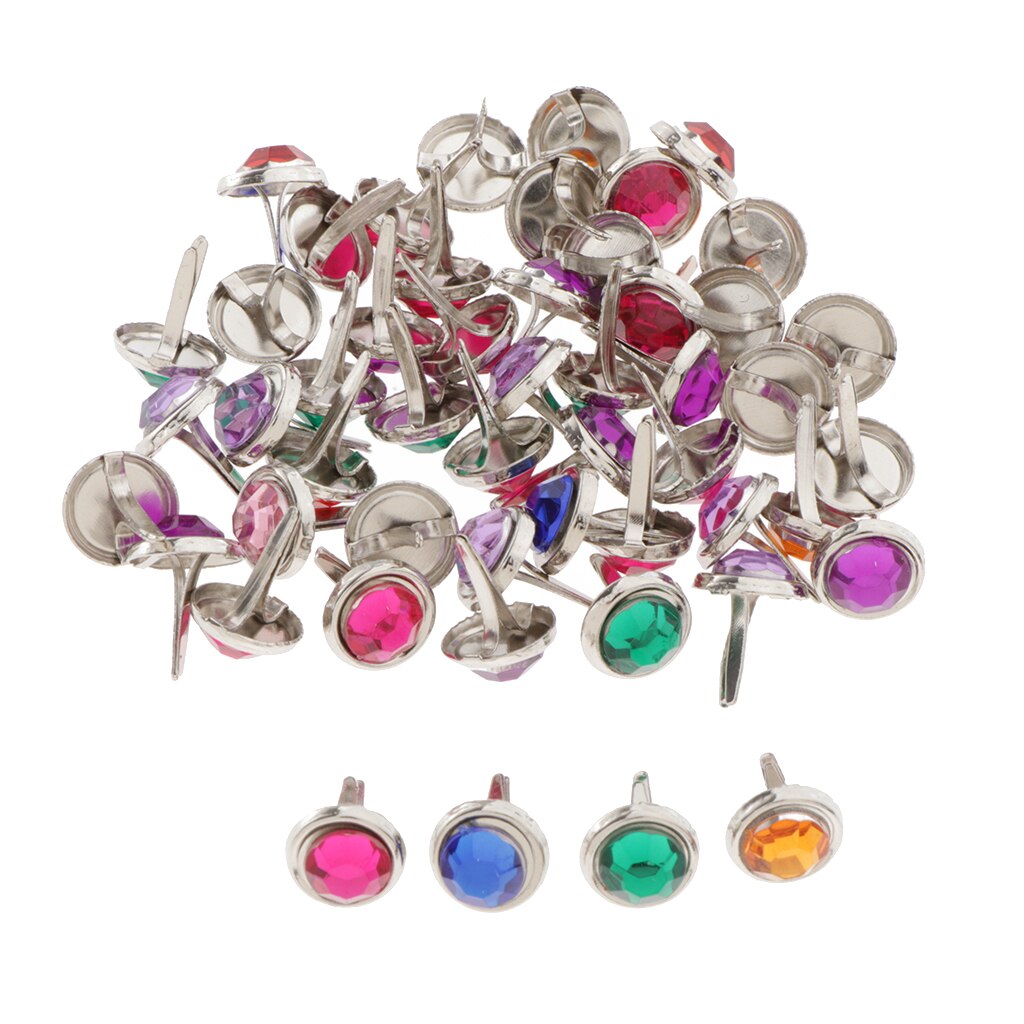 8x15mm surtido de colores brillantes Mini sujetadores de papel latón Pastel Metal Brads para Scrapbooking artesanías DIY papel: 500pcs big crystal 