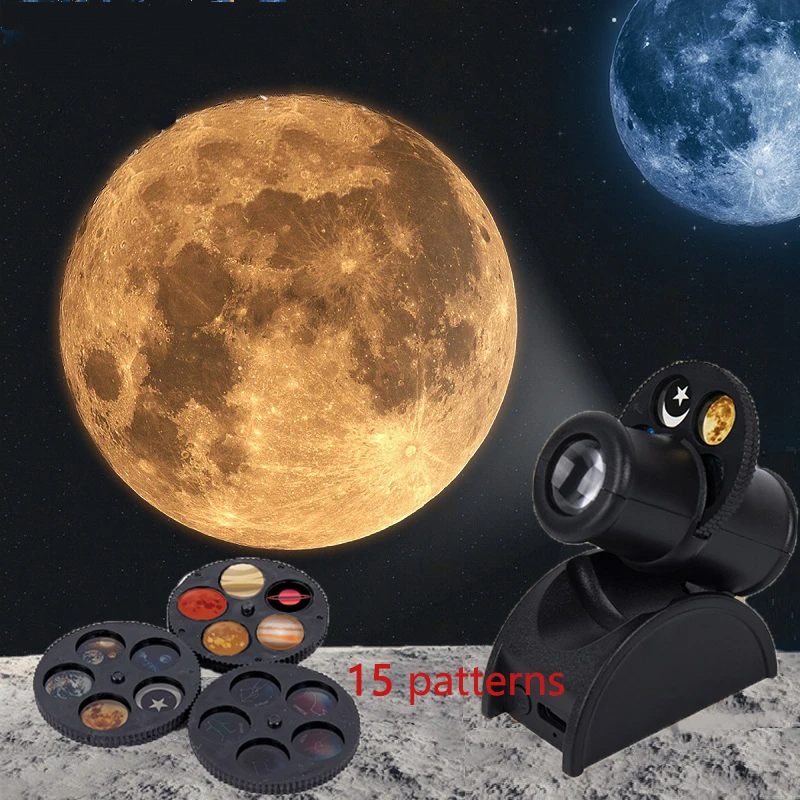 15 Patronen Ins Maan Projector Licht Sterrenhemel Projector Roteren Planetarium Lamp Wandverlichting Kamer Decor Led Nachtlampje
