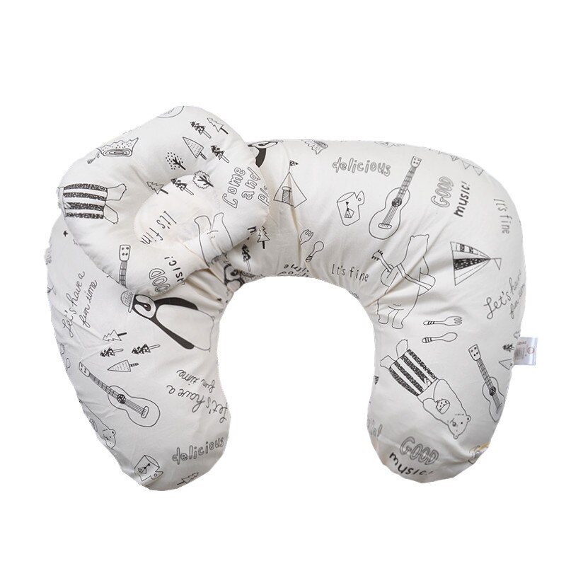 Oreiller d&#39;allaitement en coton en forme de U pour -né, coussin lombaire pour allaitement: grey animal