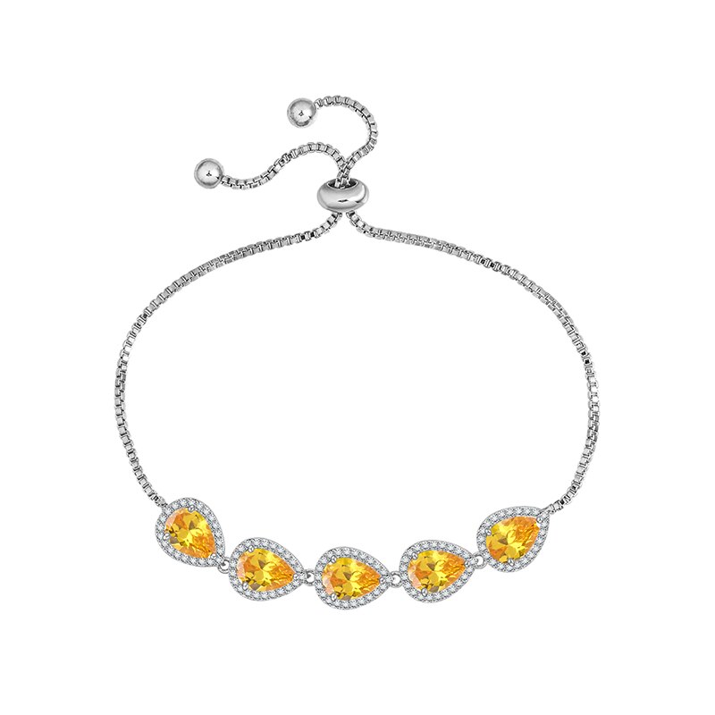 Weimanjingdian marken-armbänder für #39 , birnenförmig geschliffene, farbige zirkonia, Ideal für hochzeiten und als brautschmuck: Silbergelb