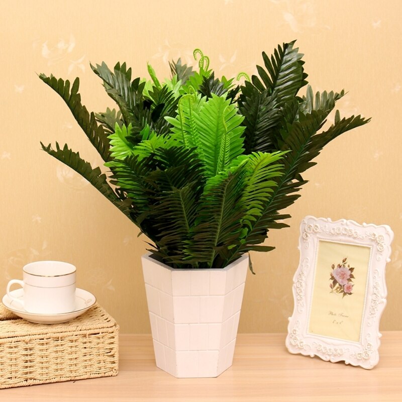 1 Bunch 18 Heads Artificial Silk Plants Cycas Palm Tree Garden Home Decoration D7WE