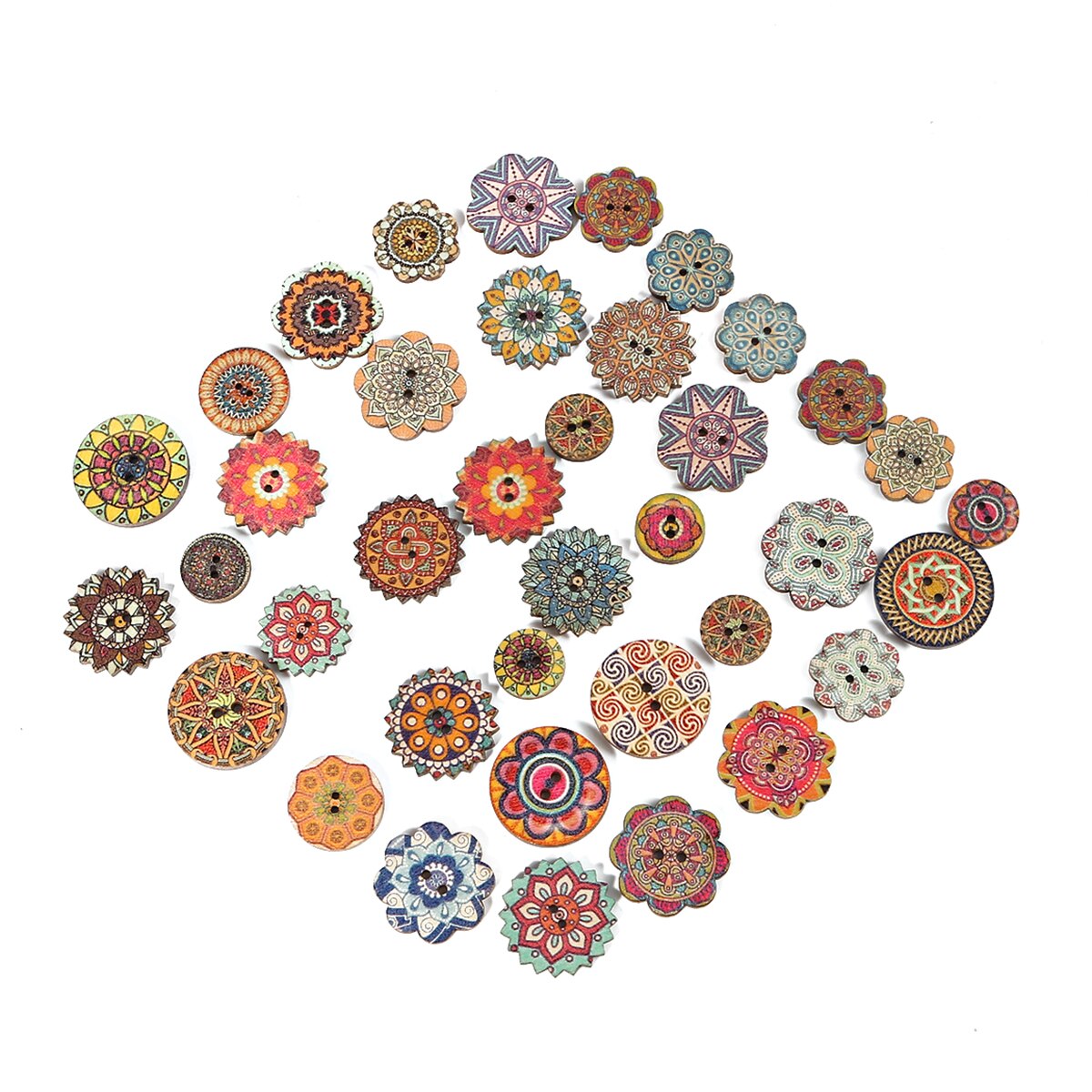 50pcs boutons en bois Vintage 2 trous 15/20/25mm boutons mixtes pour vêtements bricolage boutons vêtements décoratifs artisanat outils de couture