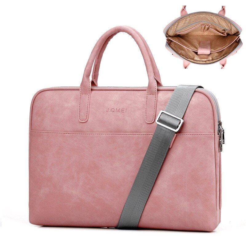 Bolso de mano de cuero para hombre y mujer, maletín para ordenador portátil de 17 pulgadas y 17,3 pulgadas, a la , sencillo y bonito: pink upgrade