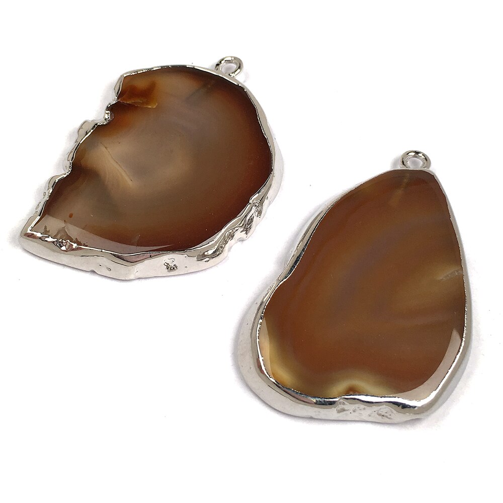 LE CIELO 1PC Naturale di Pietra di Vendita Caldo Alla Moda Agate Pendenti Con Gemme E Perle Del Pendente Della Collana per Monili Che Fanno FAI DA TE Collana: Brown