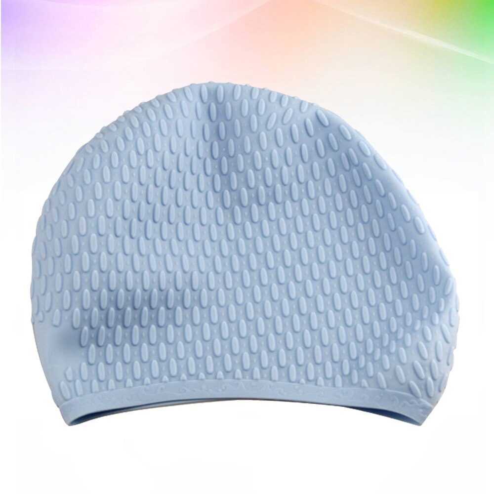 1pc badmutsen praktische lang haar oorbescherming badmutsen zwembadhoed siliconen badmuts voor dames dames: Hemelsblauw