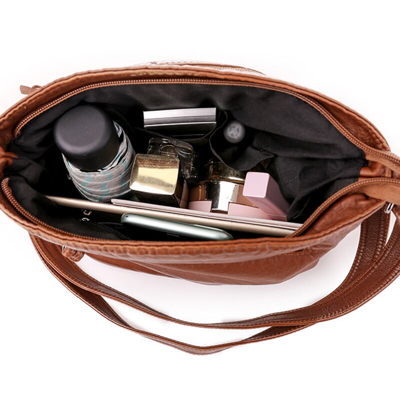 Sac à bandoulière multi-compartiments en cuir PU souple pour femmes, sacoche à épaule, NIN668