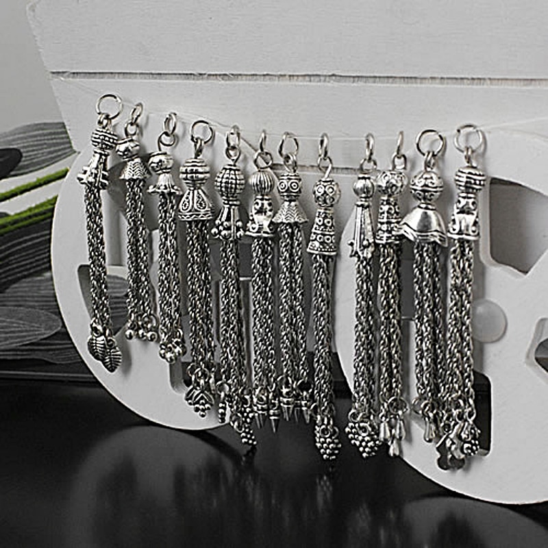 (23781) 6Stck 80MM Antike Silber Zink Legierung Zufall gemischt Stil Quaste Charme Diy Schmuck Erkenntnisse Zubehör