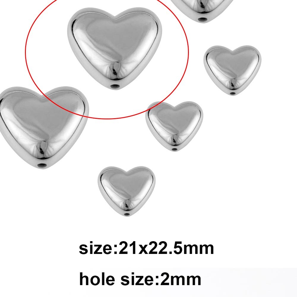 20pcs Heart Cute CCB Loose Beads For Necklace Pendant Heart Star Charms For Jewelry Making Supplies DIY Necklace Spacer Beads: 21x22.5mm