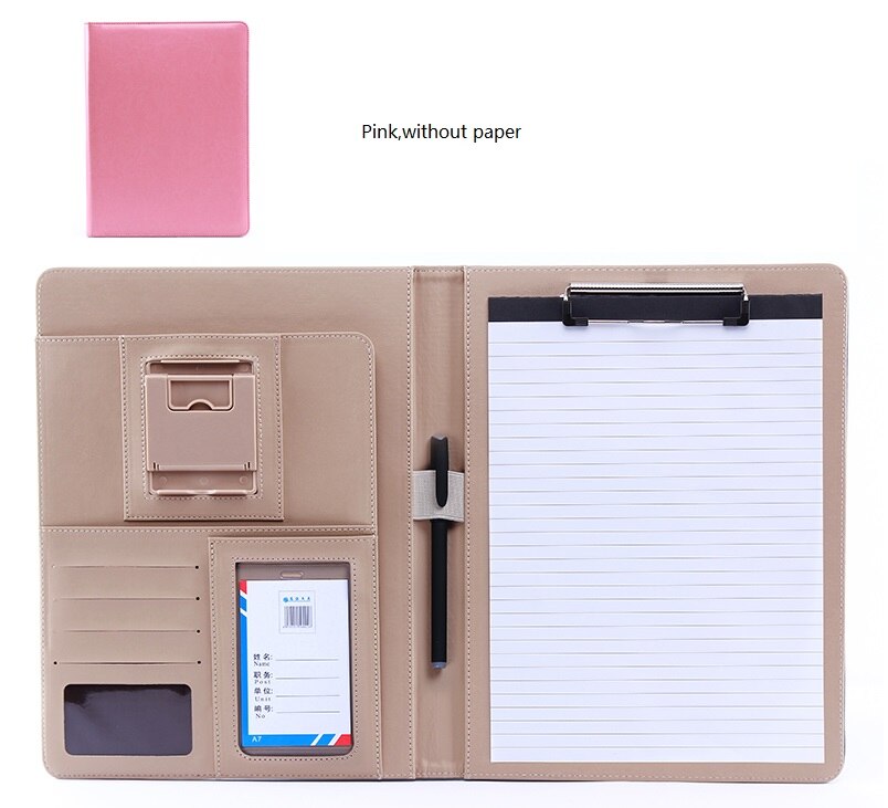 A4 PU leather multifunctional Portfolio office business manager padfolio briefcase bag document file holder: green