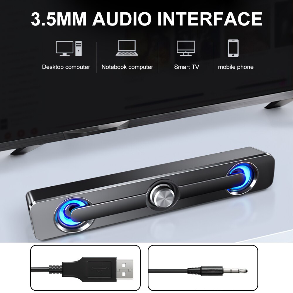 Travor Bluetooth Speaker Bluetooth 5.0 Luidsprekers Computer Speakers Stereo Sound Bar Surround Sound Box Voor Laptop Pc Tv