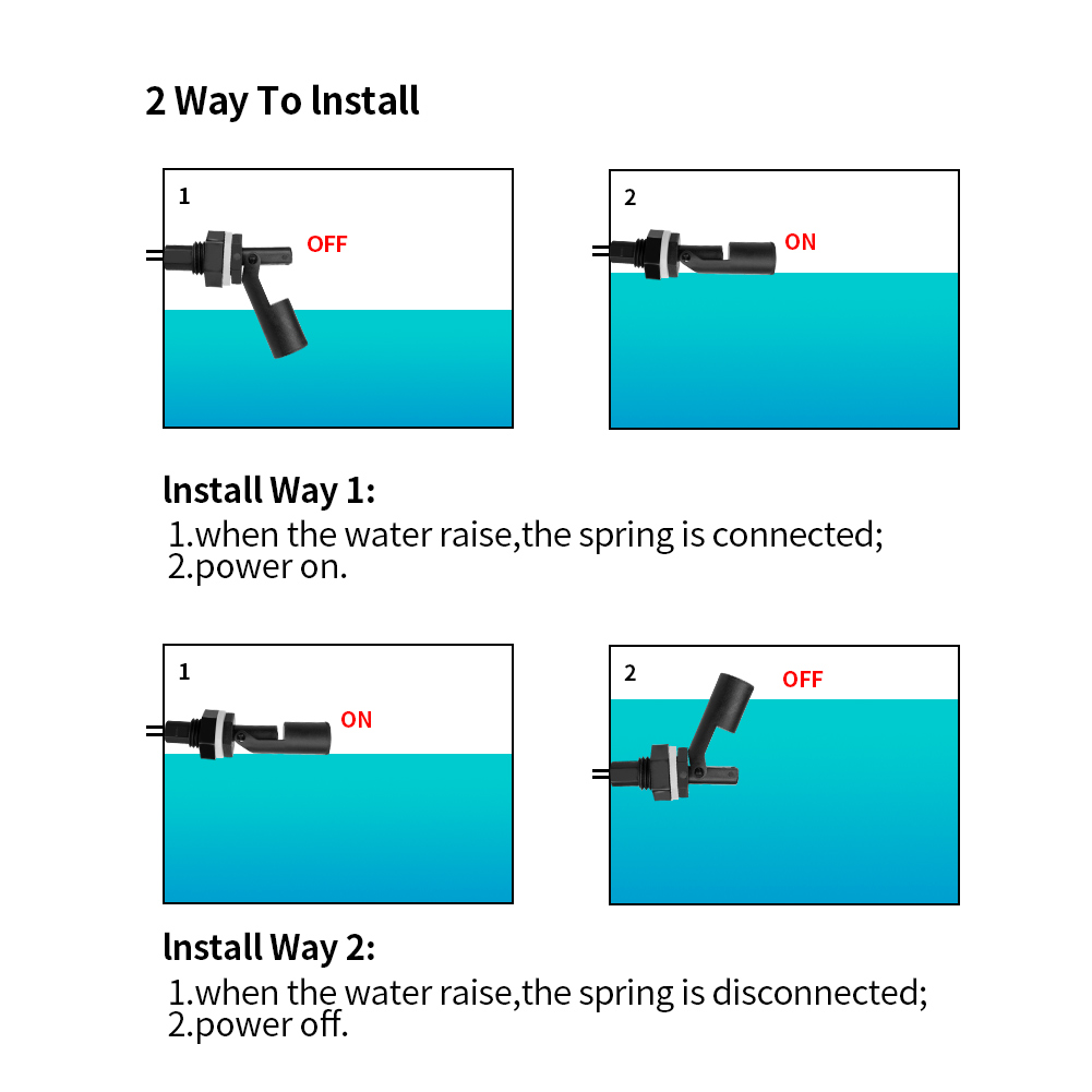 220V Water Level Sensor M12 Screw Side Mount Water Tanks Liquid Float Switch,6Pcs Set for Cistern,Fish Tank,Livestock Feeding