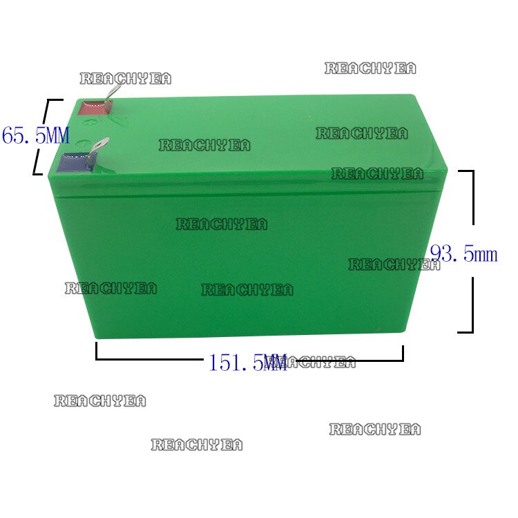 Caja de batería de iones de litio de 12V, 10Ah/15Ah, 18650, tamaño L150 x W65 x H94mm, carcasa de plástico ABS: Verde militar
