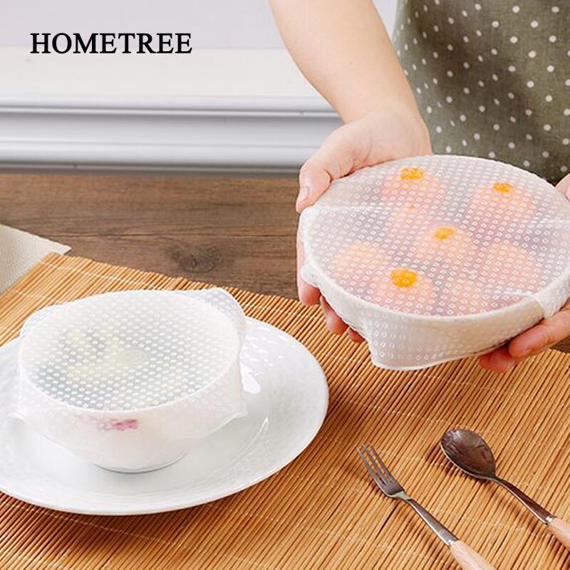 Hometre kjøkken 3pc gjennomsiktig organisk silikon vakuum stretch cap mat fryse fersk multifunksjon gjenbrukbar fersk oppbevaring  h273