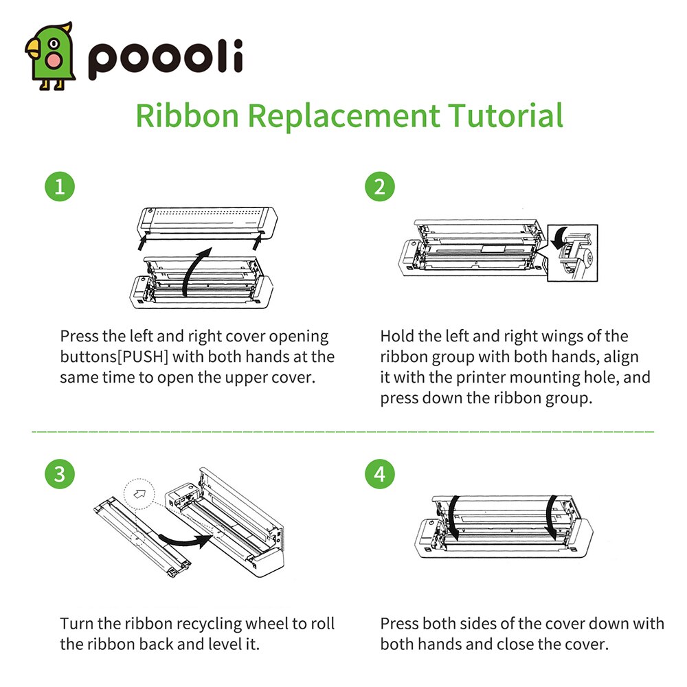 Ribbon for Poooli A4 Direct Thermal Transfer Mobile Portable Photo Bluetooth 300dpi Printer, only Ribbon, 2pcs/Box