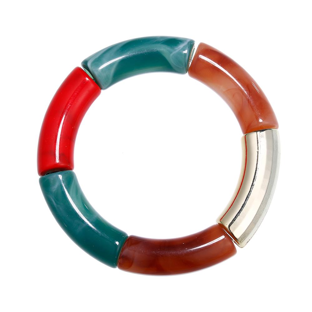 Visschaap goudkleurige acryl armbanden en bangles voor vrouwen hars stretch gebogen kralen buis bedel armband sieraden