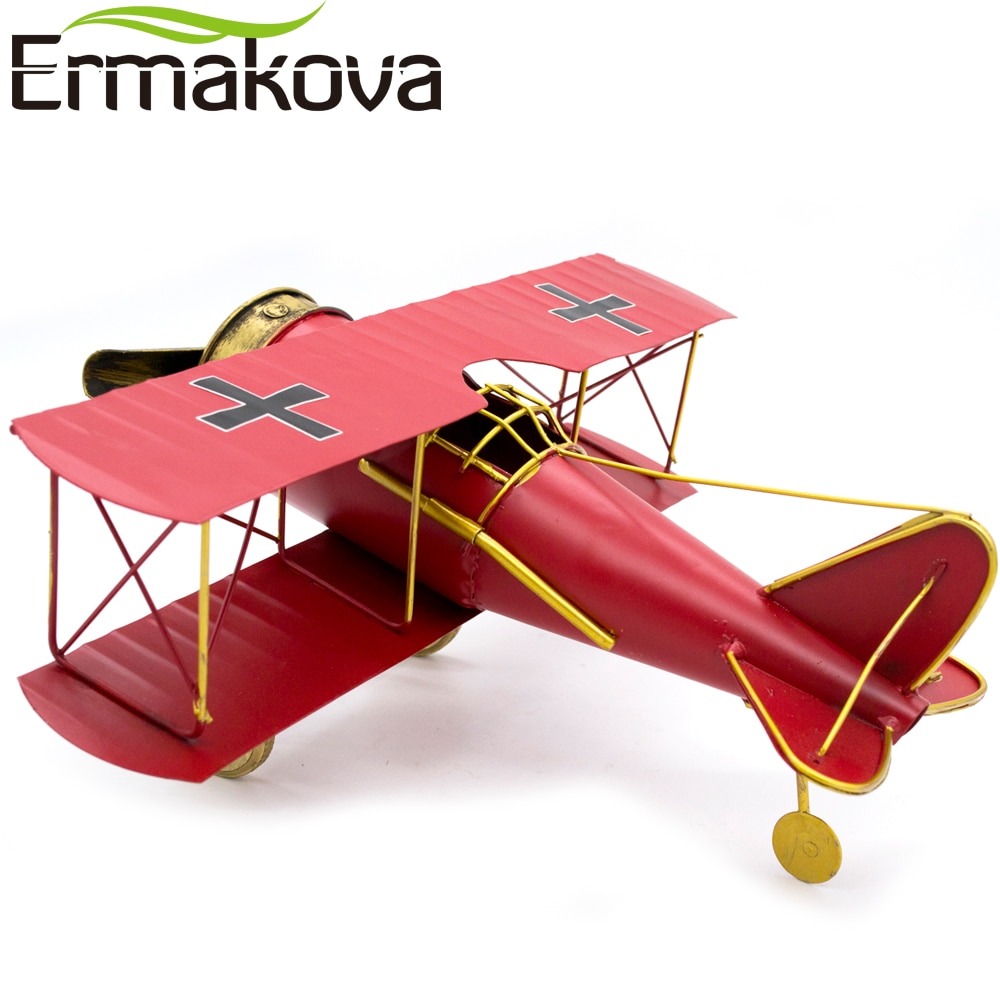 Ermakova 29cm or 27cm metallia käsintehdyt käsityöt lentokoneiden malli lentokoneiden malli kaksitasoinen kodinsisustustarvikkeet (punainen väri)
