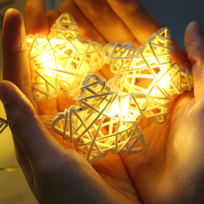 LED Cotton String Fairy Lights Room Ins Decoration Bedroom Night Light Festival Party Tree Rattan Handmade String Light: stars / by battery