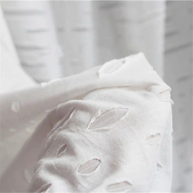 Ragged Cotton Fabric knitted Stretch White Tattered Holes Cloth DIY Coat Broken jeans Pants Fabric