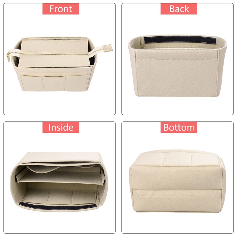 Toilettas voor meisjes, make-uptas van vilt, organizer voor dames, vilten inlegtas voor handtas, multifunctionele reistas voor cosmetica