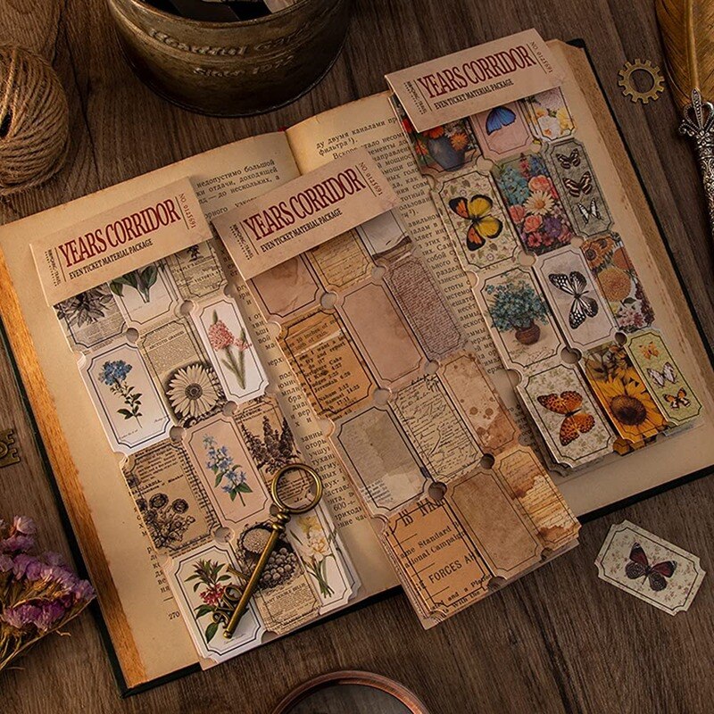 Vintage Style Label Stickers Set (180 Pcs), Art Journaling Scrapbooking Planner Junk Journal DIY Craft Supplies