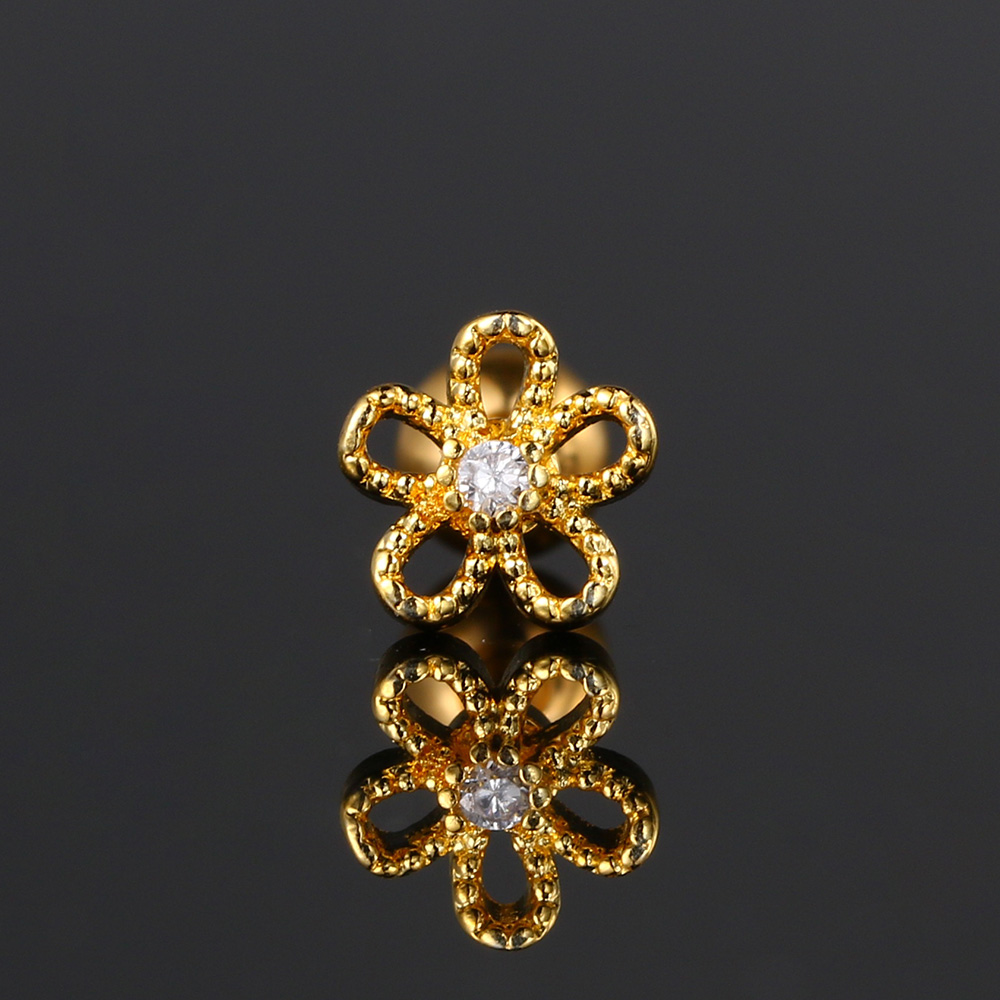Sexy Flower Zircon Ear Piercing Stud Earring Helix Tragus Piercing for Girl Women Stainless Steel Snug Lobe Cartilage Jewelry