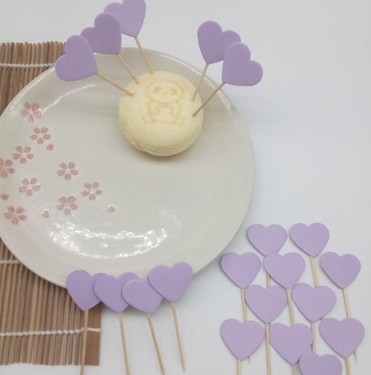 30 pièces/ensemble belle paillettes coeur étoile forme Cupcake Toppers anniversaire fête de mariage décoration gâteau décoration de gâteau nourriture Pi: Light purple