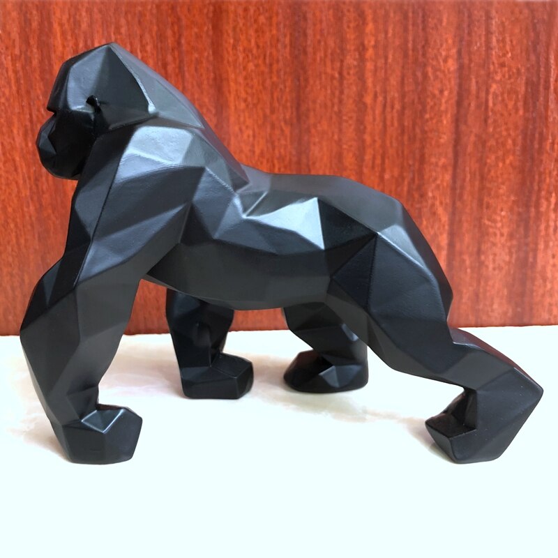 Sculpture grand singe roi Kong en résine | Sculpture Gorilla géométrique moderne, modèle d'animal, Statue modèle d'anniversaire, décoration de mariage, de maison, de bureau