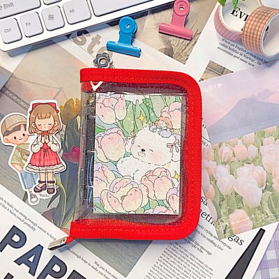 Mini 3 Holes Puncher Pvc Binder Notebook Journal Loose-leaf Diary Zipper Cover Journal Pocket Notepad School Stationery: red only cover