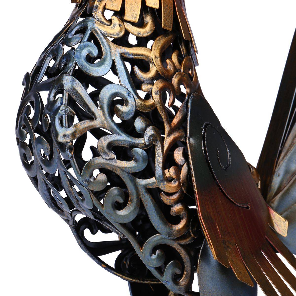 Tooarts metal skulptur udskåret jern hane have dekoration møbler artikler kunstværk boligindretning dyr håndværk jern kunst