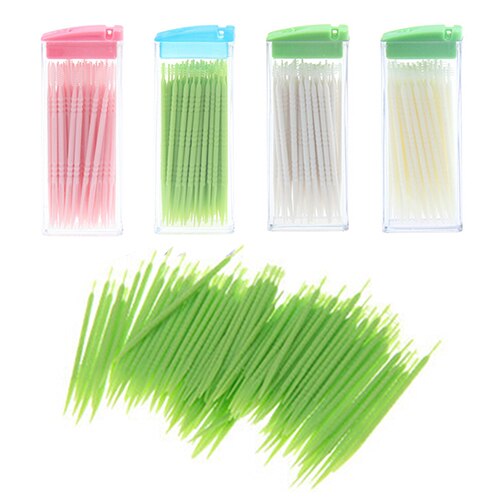 Draagbare Plastic Tandenstoker 50 Pack Boxed Groene Geen Geur Oral Dental Picks