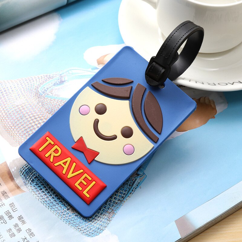 Cartoon Three-dimensional Luggage Tag Suitcase Label Consignment Pass Boarding Pass Schoolbag Cute Listing Travel Luggage Tag: BXT01-Bighead