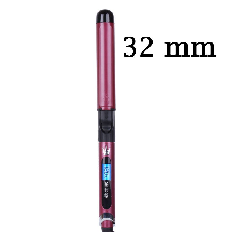 Krøllejern til kvinder hårtang stylingværktøj super tyndt langt krøllet hår bar roterende net rød pink bamse rulle uld lille: 32mm