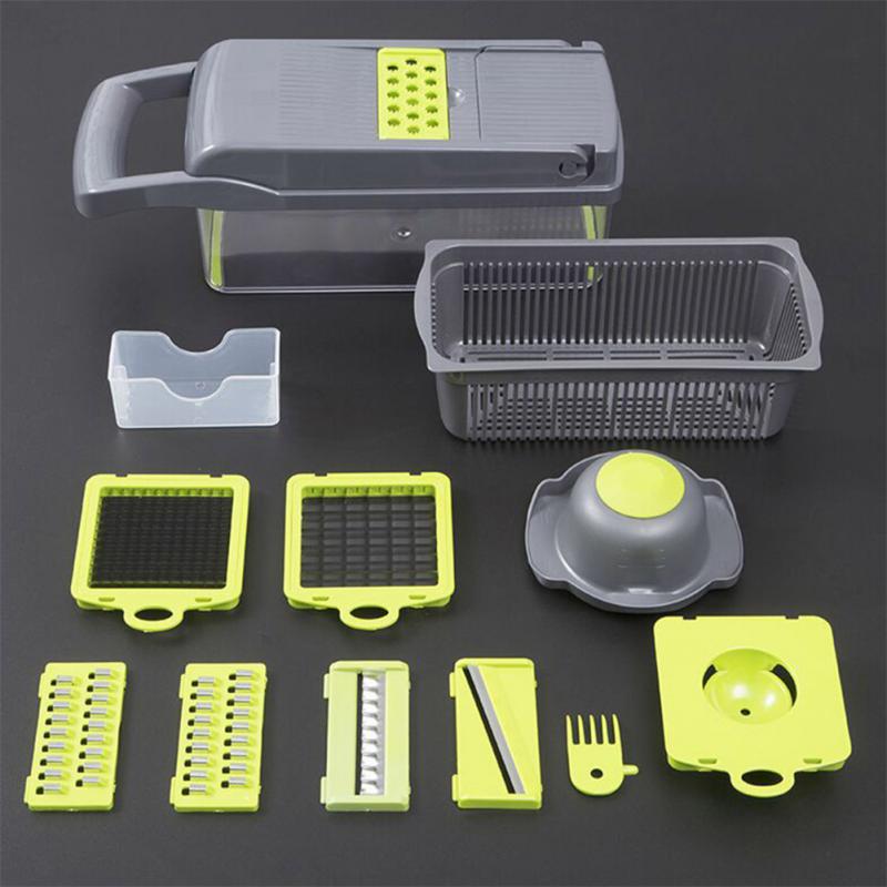 Multifunction Vegetable Cutter Stainless Steel Blade Vegetable Fruit Slicer Transparent Meat Machine Kitchen Accessories