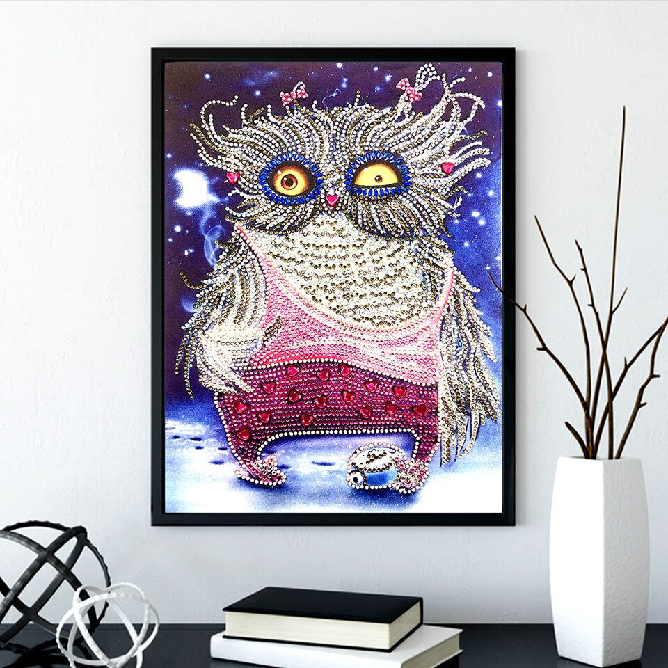 AZQSD spécial forme diamant peinture mosaïque animaux broderies diamant broderie hibou artisanat 24x34cm