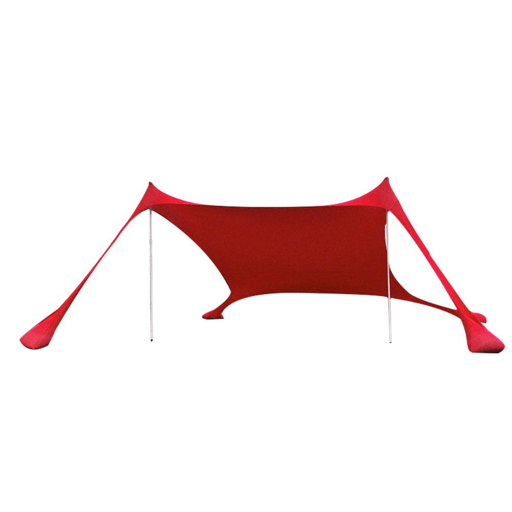 Familie Strand Waterdichte Parasol Lichtgewicht Draagbare Strand Luifel Anti-Uv Zonnescherm Tent Met Zandzak Ankers 4 Gratis Pinnen: Red