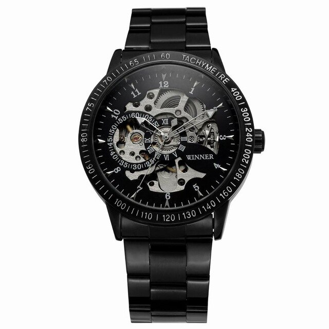 Winnaar Horloges Mannen Beroemde Top Mechanische Horloges Black Roestvrij Stalen Band Automatic Skeleton Horloges Mannelijke Klokken: 3