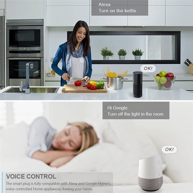 RGB Wifi Smart Plug with Power Monitor, Wireless Smart Socket Outlet with Google Home Alexa Voice Control(EU Plug)