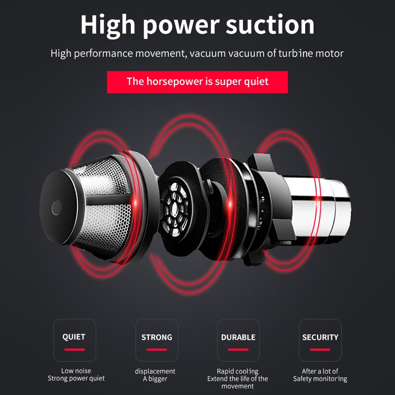 Handheld Car Vacuum Cleaner Wireless Powerful Cyclone Suction Rechargeable Wet/Dry Auto Portable for Car Home Pet Hair