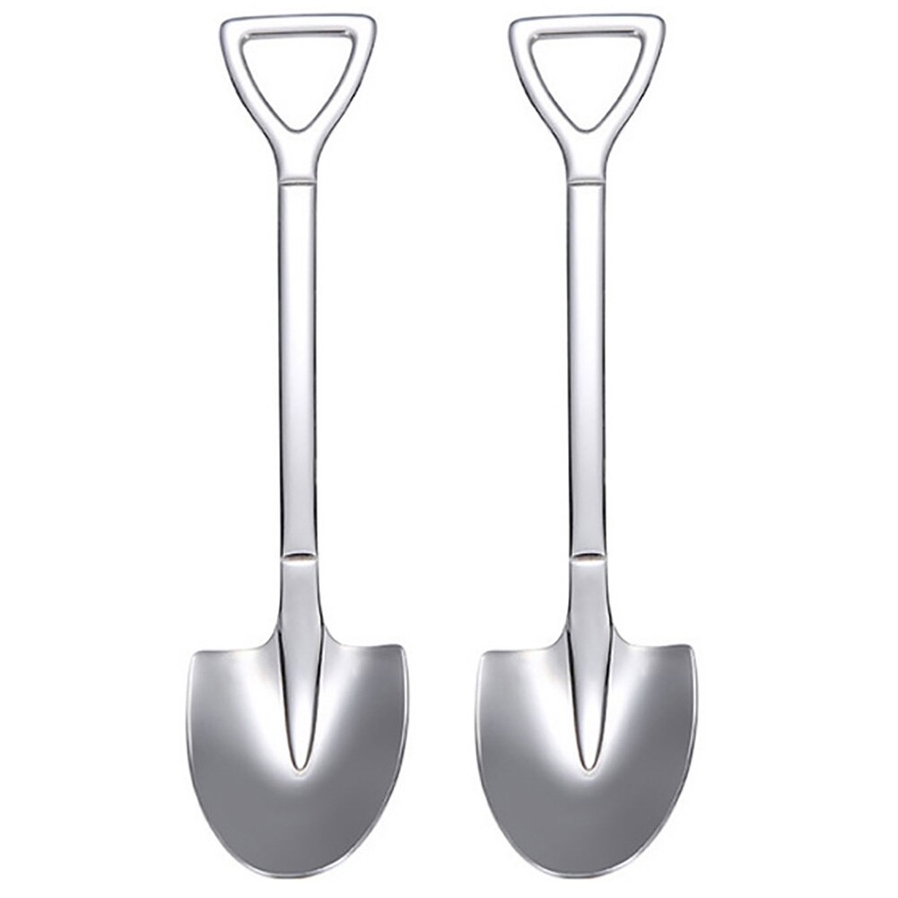 Anti-Rust Stainless Steel Iron Shovel Spoon Coffee Ice Cream Spoon Engineering Shovel Retro Square Head Spoon Kitchen Gadget: Big Round Spoon