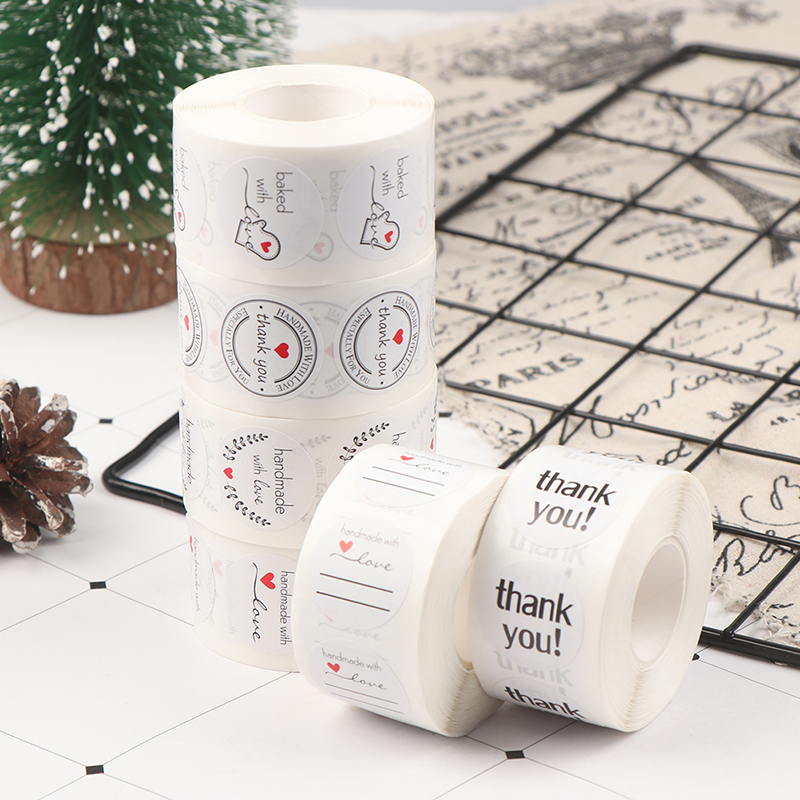 500Pcs/roll Thank You Sticker for seal label scrapbooking Kraft sticker Baking