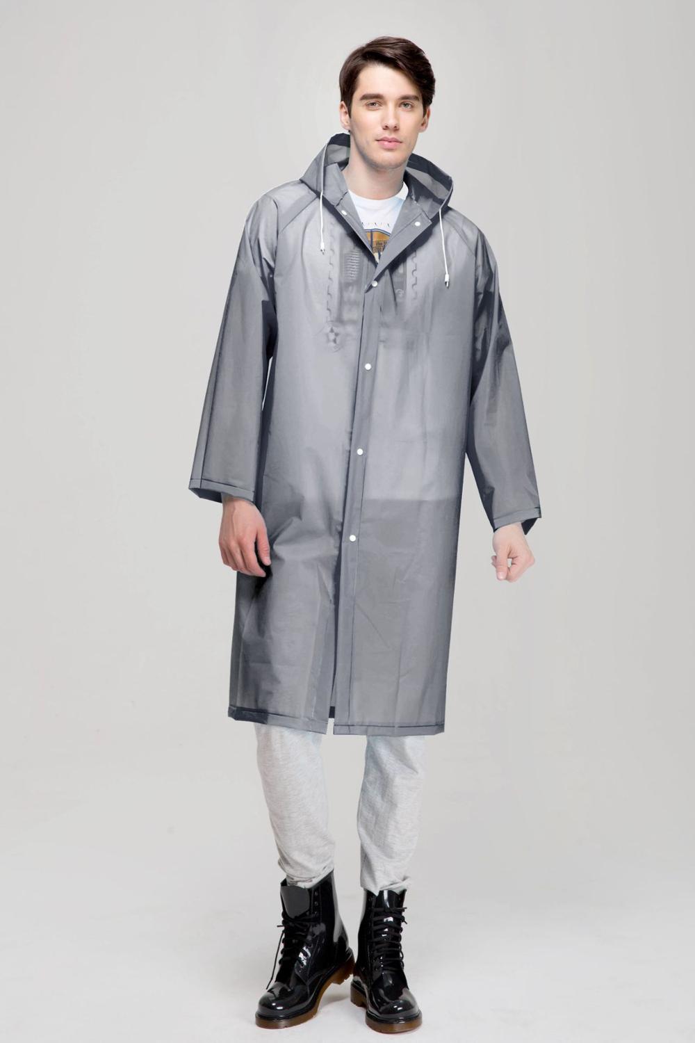 Long Use Rain Coat Women EVA Transparent Raincoat Poncho Portable Environmental Light Raincoat: Gray
