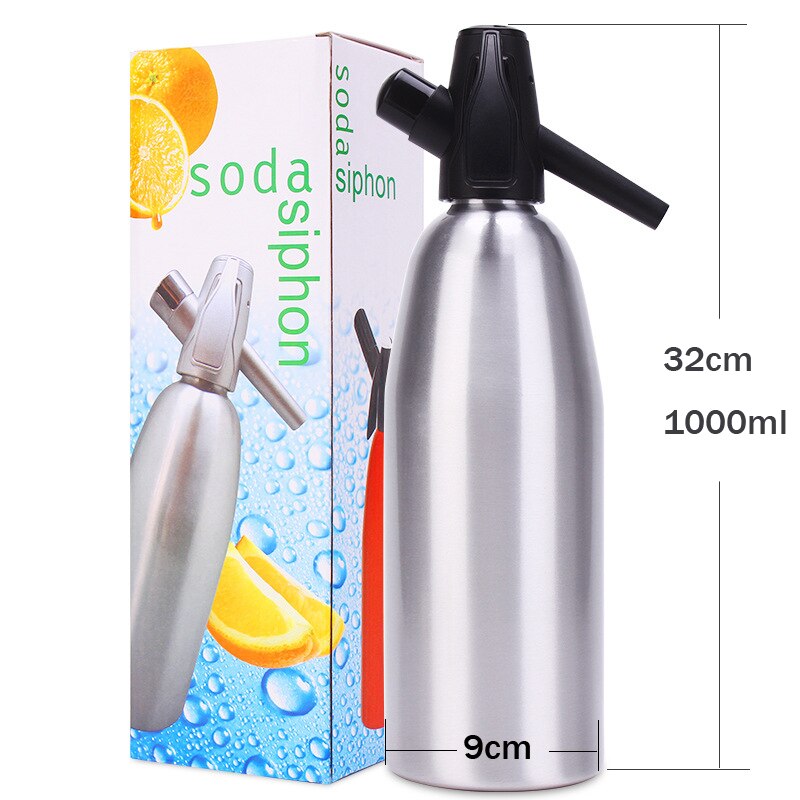 Máquina de agua de burbujas carbonatadas portátil 1L, herramientas de Bar de sifón de Soda de cóctel DIY