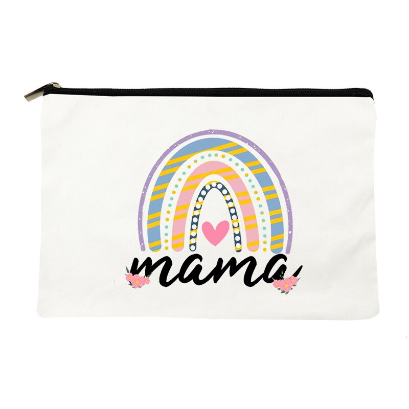 Rainbow Mama Print kosmetyczka kosmetyczka podróżna kobiety Organizer do przyborów toaletowych Tote kobieta przechowywanie makijaż torby torebka prezent dla mamy: W10110-TBWH-D