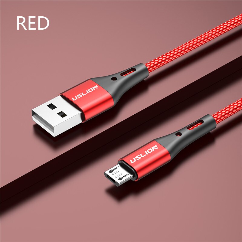 USLION 3m Micro USB câble Android pour Xiaomi Redmi Note 5 Pro téléphone 3A charge rapide pour Samsung S7 Micro chargeur câble de données: Red / 2m