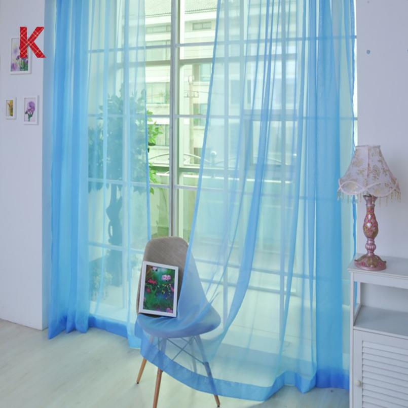 1 PCS Pure Color Tulle Door Window Curtain Drape Panel Sheer Scarf Valances window curtains for living room 8.15: K