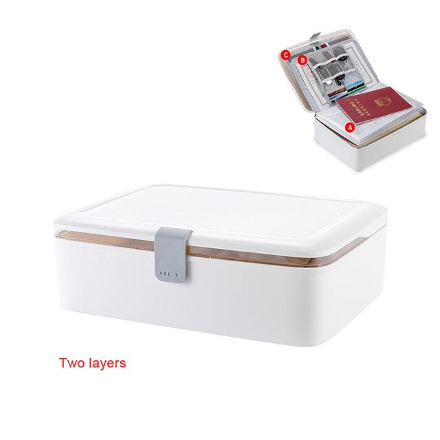 Larger Capacity Documents Storage Boxs Certificate Card Wallet Household Key Passport Bags Office Multilayer File Organize Case: A White