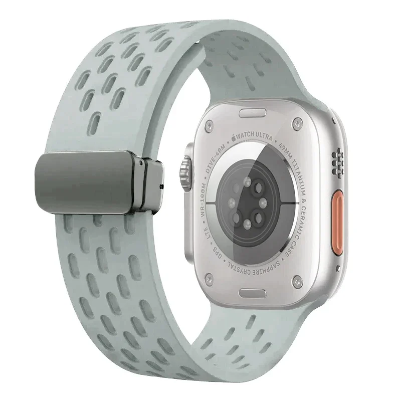 Bracelet magnétique pour Apple watch ultra 2, 49mm 44mm 45mm 40mm 41mm 42 38 45mm, Bracelet en Silicone iWatch série 9 7 8 se 6 5 3