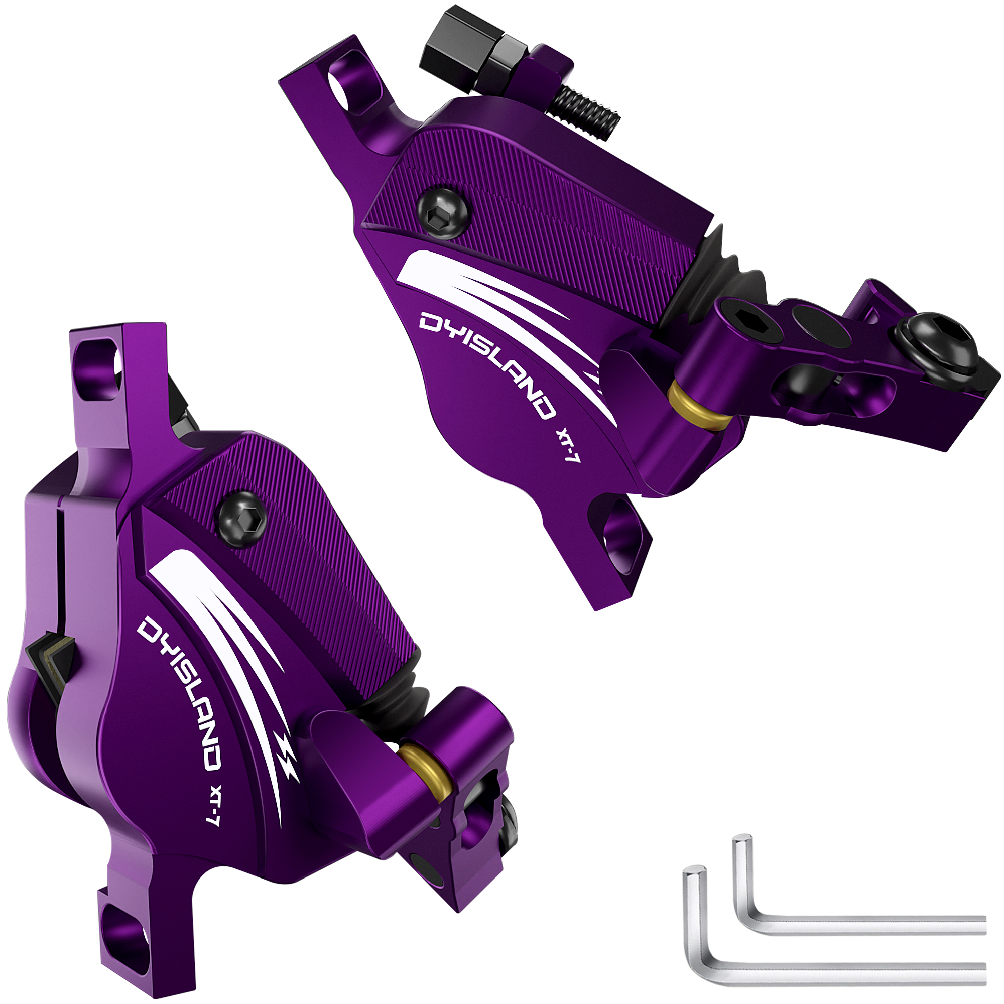 DYISLAND XT7 MTB Line Pulling Hydraulic Disc Brake Electric bike Line Pulling Oil Pressure Calipers Mountain bike brake: PURPLE